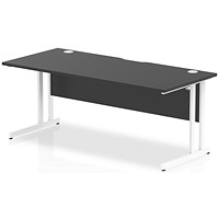 Impulse 1800mm Rectangular Desk, White Cantilever Leg, Black