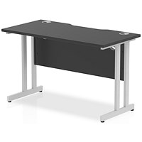 Impulse 1200mm Slim Rectangular Desk, Silver Cantilever Leg, Black