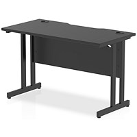 Impulse 1200mm Slim Rectangular Desk, Black Cantilever Leg, Black