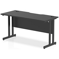Impulse 1400mm Slim Rectangular Desk, Black Cantilever Leg, Black