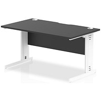 Impulse 1400mm Rectangular Desk, White Cable Managed Leg, Black