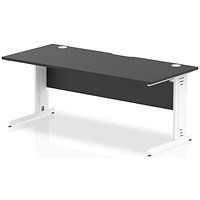 Impulse 1800mm Rectangular Desk, White Cable Managed Leg, Black