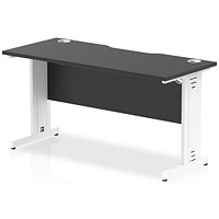 Impulse 1400mm Slim Rectangular Desk, White Cable Managed Leg, Black