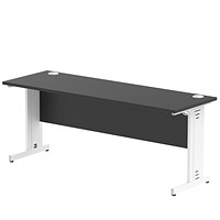 Impulse 1800mm Slim Rectangular Desk, White Cable Managed Leg, Black Impulse 1800mm Slim Rectangular Desk, White Cable Managed Leg, Black