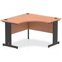 Impulse 1200mm Corner Desk, Black Cable Managed Leg, Beech