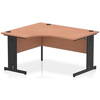 Impulse 1400mm Corner Desk, Left Hand, Black Cable Managed Leg, Beech