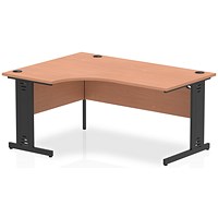 Impulse 1600mm Corner Desk, Left Hand, Black Cable Managed Leg, Beech