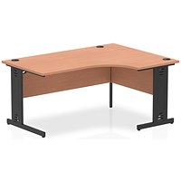 Impulse 1600mm Corner Desk, Right Hand, Black Cable Managed Leg, Beech