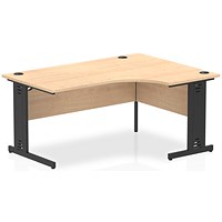 Impulse 1600mm Corner Desk, Right Hand, Black Cable Managed Leg, Maple