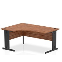 Impulse 1600mm Corner Desk, Left Hand, Black Cable Managed Leg, Walnut