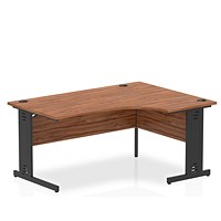 Impulse 1600mm Corner Desk, Right Hand, Black Cable Managed Leg, Walnut