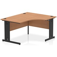 Impulse 1400mm Corner Desk, Right Hand, Black Cable Managed Leg, Oak