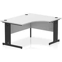 Impulse 1400mm Corner Desk, Right Hand, Black Cable Managed Leg, White