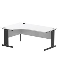 Impulse 1800mm Corner Desk, Left Hand, Black Cable Managed Leg, White