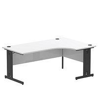 Impulse 1800mm Corner Desk, Right Hand, Black Cable Managed Leg, White