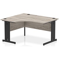 Impulse 1400mm Corner Desk, Left Hand, Black Cable Managed Leg, Grey Oak