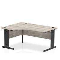 Impulse 1600mm Corner Desk, Left Hand, Black Cable Managed Leg, Grey Oak