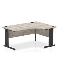 Impulse 1600mm Corner Desk, Right Hand, Black Cable Managed Leg, Grey Oak