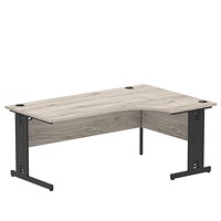 Impulse 1800mm Corner Desk, Right Hand, Black Cable Managed Leg, Grey Oak Impulse 1800mm Corner Desk, Right Hand, Black Cable Managed Leg, Grey Oak