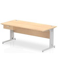 Impulse 1800mm Rectangular Desk with attached Pedestal, Silver Cable Managed Leg, Maple