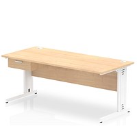 Impulse 1800mm Rectangular Desk with attached Pedestal, White Cable Managed Leg, Maple