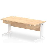 Impulse 1800mm Rectangular Desk with 2 attached Pedestals, White Cable Managed Leg, Maple