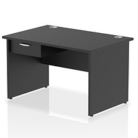 Impulse 1200mm Rectangular Desk with attached Pedestal, Panel End Leg, Black