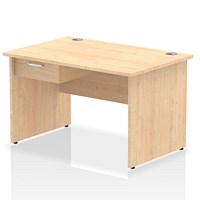 Impulse 1200mm Rectangular Desk with attached Pedestal, Panel End Leg, Maple