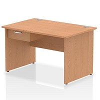 Impulse 1200mm Rectangular Desk with attached Pedestal, Panel End Leg, Oak