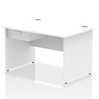 Impulse 1200mm Rectangular Desk with attached Pedestal, Panel End Leg, White