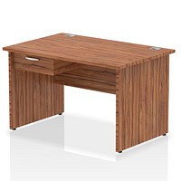 Impulse 1200mm Rectangular Desk with attached Pedestal, Panel End Leg, Walnut