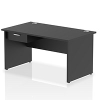 Impulse 1400mm Rectangular Desk with attached Pedestal, Panel End Leg, Black