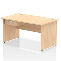 Impulse 1400mm Rectangular Desk with attached Pedestal, Panel End Leg, Maple