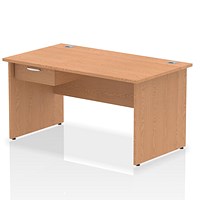 Impulse 1400mm Rectangular Desk with attached Pedestal, Panel End Leg, Oak