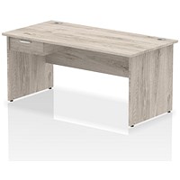Impulse 1600mm Rectangular Desk with attached Pedestal, Panel End Leg, Grey Oak