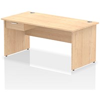 Impulse 1600mm Rectangular Desk with attached Pedestal, Panel End Leg, Maple
