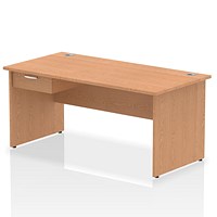 Impulse 1600mm Rectangular Desk with attached Pedestal, Panel End Leg, Oak