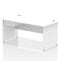 Impulse 1600mm Rectangular Desk with attached Pedestal, Panel End Leg, White