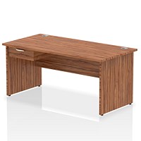 Impulse 1600mm Rectangular Desk with attached Pedestal, Panel End Leg, Walnut