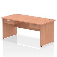 Impulse 1600mm Rectangular Desk with 2 attached Pedestals, Panel End Leg, Beech
