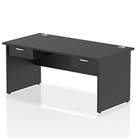 Impulse 1600mm Rectangular Desk with 2 attached Pedestals, Panel End Leg, Black