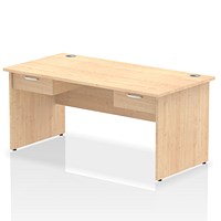 Impulse 1600mm Rectangular Desk with 2 attached Pedestals, Panel End Leg, Maple