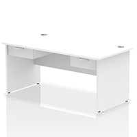 Impulse 1600mm Rectangular Desk with 2 attached Pedestals, Panel End Leg, White
