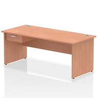 Impulse 1800mm Rectangular Desk with attached Pedestal, Panel End Leg, Beech