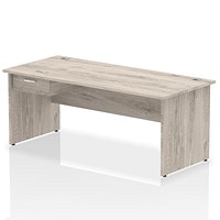 Impulse 1800mm Rectangular Desk with attached Pedestal, Panel End Leg, Grey Oak