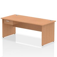 Impulse 1800mm Rectangular Desk with attached Pedestal, Panel End Leg, Oak