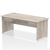 Impulse 1800mm Rectangular Desk with 2 attached Pedestals, Panel End Leg, Grey Oak