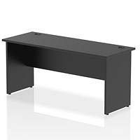 Impulse 1600mm Slim Rectangular Desk, Panel End Leg, Black