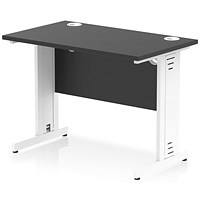 Impulse 1000mm Slim Rectangular Desk, White Cable Managed Leg, Black Impulse 1000mm Slim Rectangular Desk, White Cable Managed Leg, Black