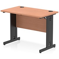 Impulse 1000mm Slim Rectangular Desk, Black Cable Managed Leg, Beech Impulse 1000mm Slim Rectangular Desk, Black Cable Managed Leg, Beech